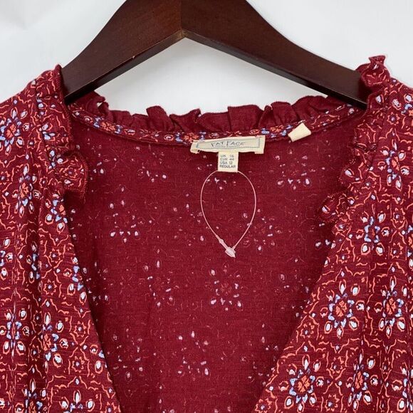 Fat Face Sz 12 Amba Craft Geo Jersey Dress Tiered Wrap Smocked Pullover Raspberr - Picture 5 of 15